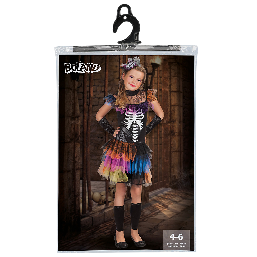Skelettprinzessinnen-Kostüm für Mädchen von 4 bis 6 Jahren – Halloween