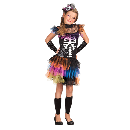 Skelettprinzessinnen-Kostüm für Mädchen von 4 bis 6 Jahren – Halloween