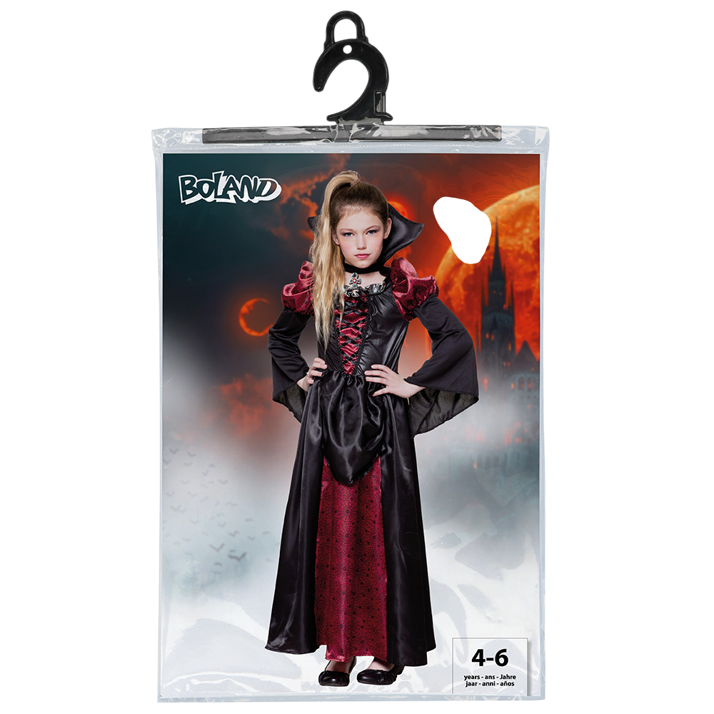 Vampir-Königin-Kostüm für Mädchen von 4 bis 6 Jahren – Halloween
