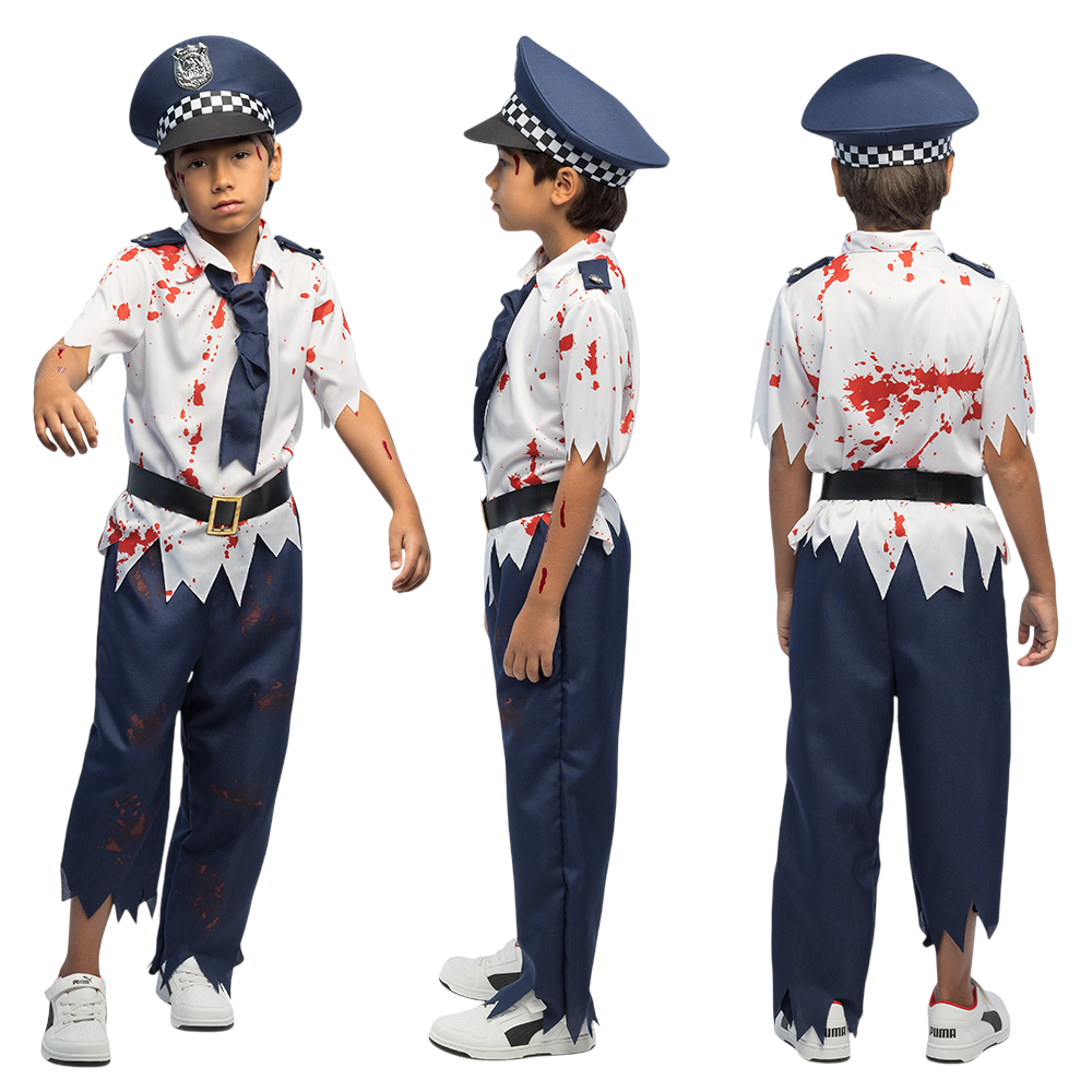 Zombie-Polizisten-Kostüm für Kinder von 7 bis 9 Jahren – Halloween
