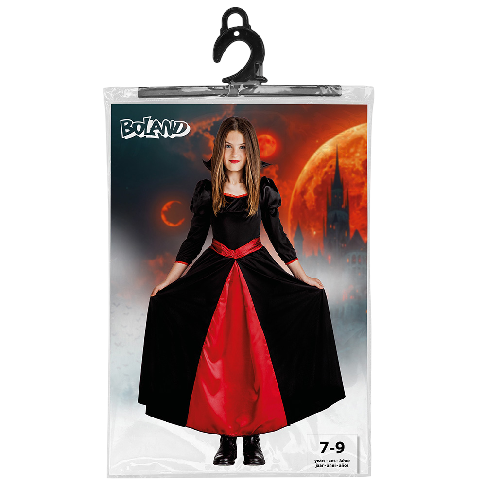Vampir-Diva-Kostüm für Mädchen von 7 bis 9 Jahren – Halloween