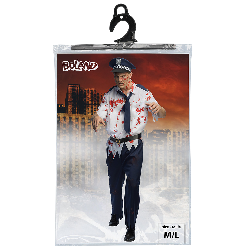 Zombie-Polizistenkostüm für Herren, Größe M/L – Halloween