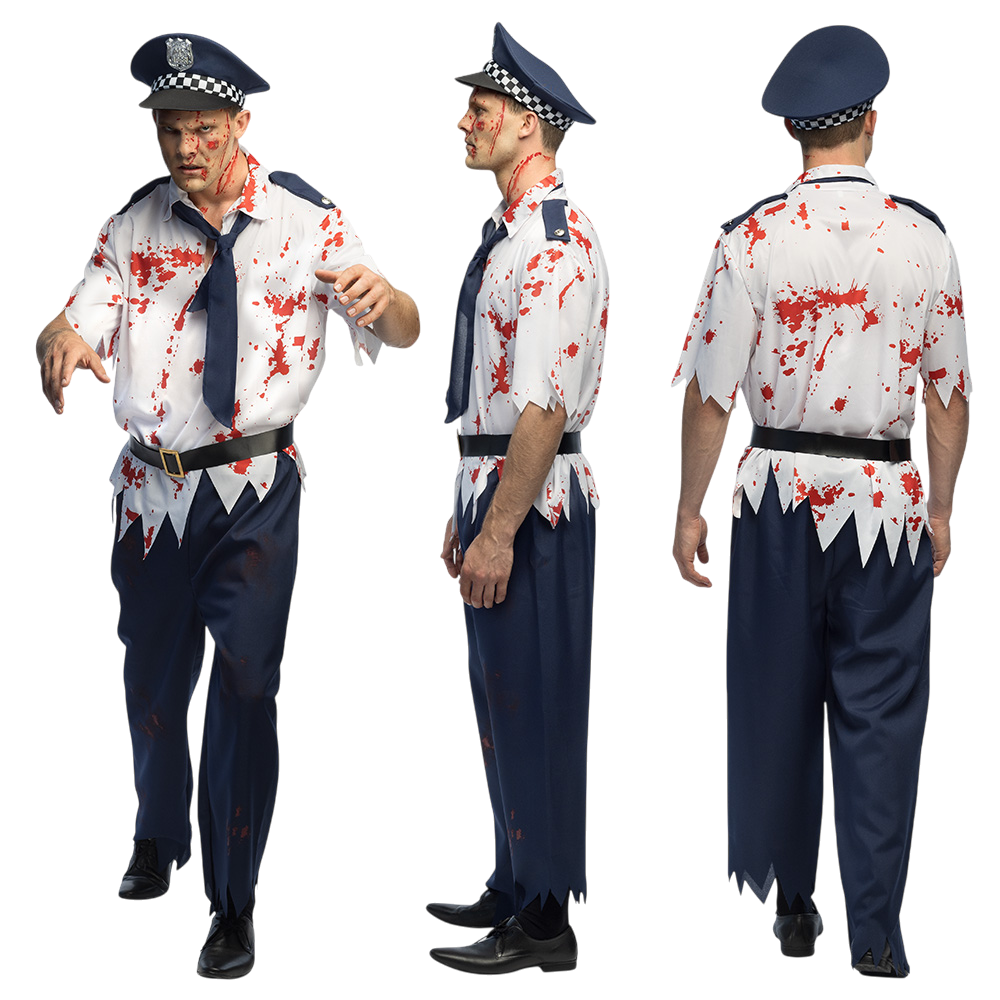 Zombie-Polizistenkostüm für Herren, Größe XL – Halloween
