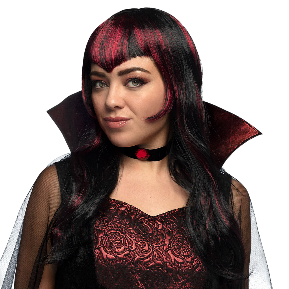 Vampirperücke mit Strähnen – Halloween-Kostüm