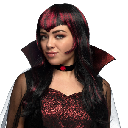 Vampirperücke mit Strähnen – Halloween-Kostüm