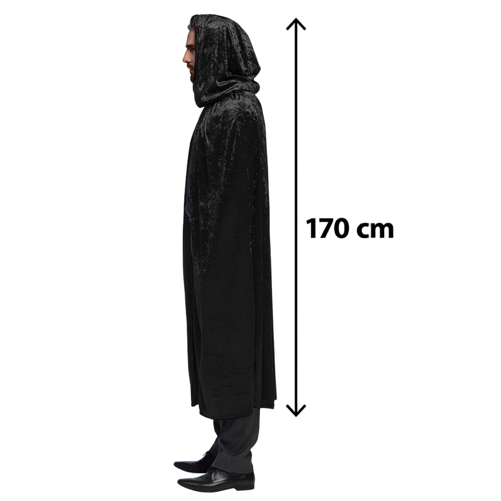 Schwarzer Umhang, 170 cm – Halloween-Kostüm