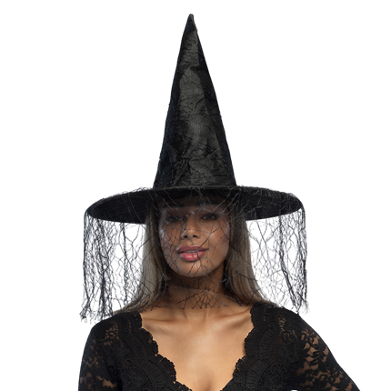 Schwarzer Hexenhut – Halloween-Kostüm
