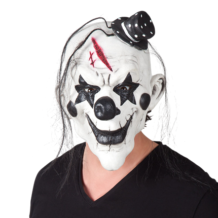 Psycho-Clown-Latexmaske mit Haaren – Halloween