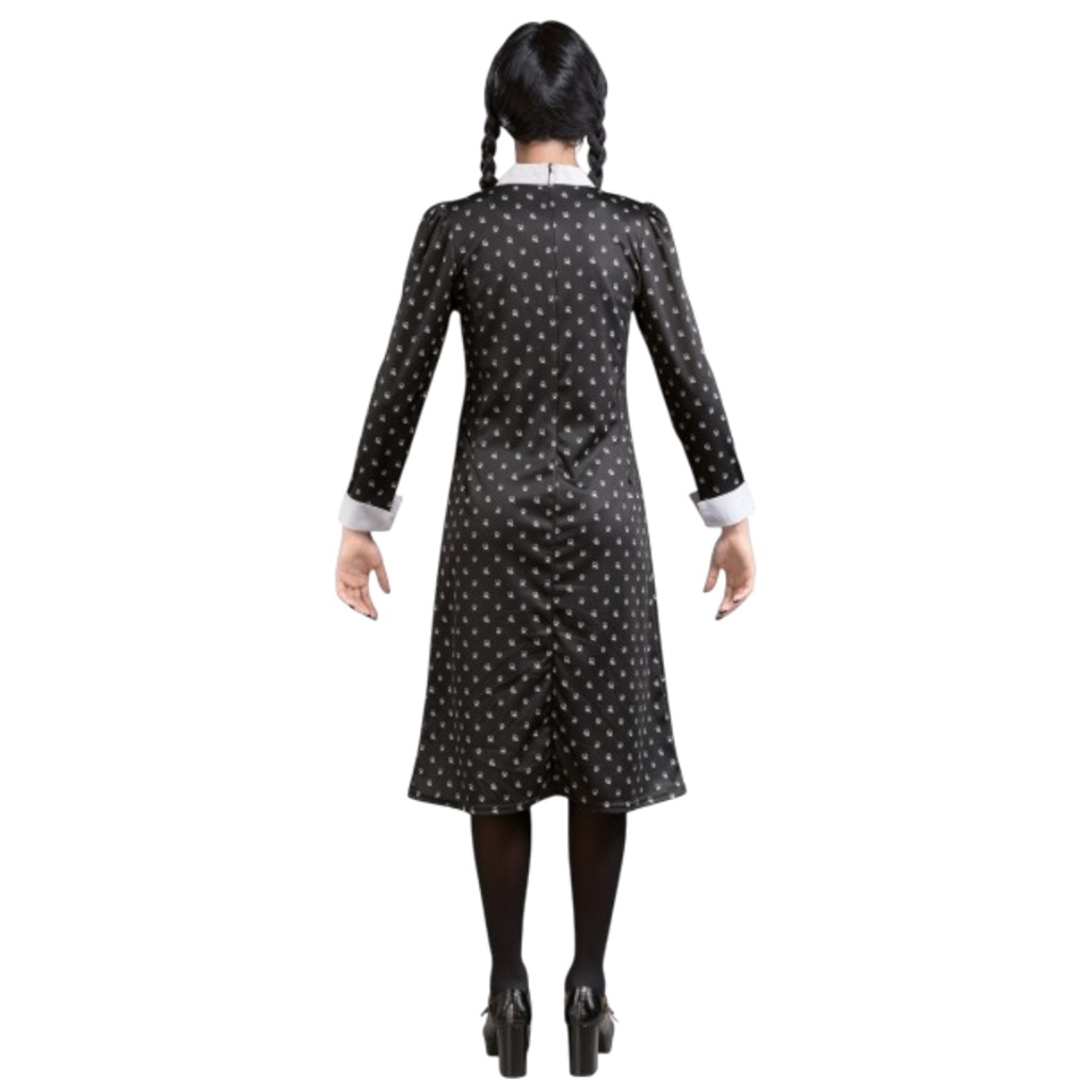 Schwarzes Addams-Mittwochs-Kleid XS – Kostüm für Damen