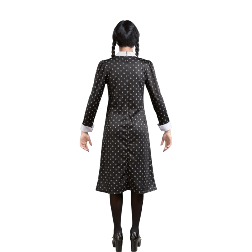 Schwarzes Addams-Mittwochs-Kleid, Größe M – Kostüm für Damen
