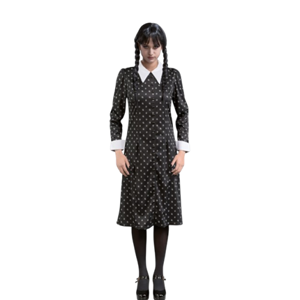 Schwarzes Addams-Mittwochs-Kleid, Größe M – Kostüm für Damen