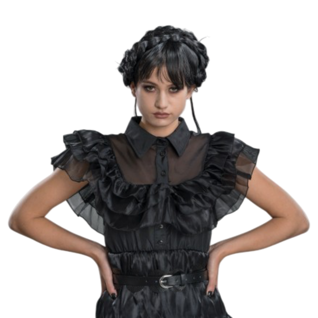 Schwarzes Addams-Mittwoch-Ballkleid, 2-teilig, Größe S – Kostüm für Damen
