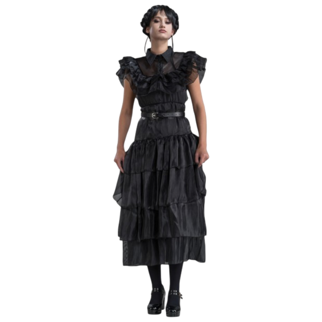 Schwarzes Addams-Mittwoch-Ballkleid, 2-teilig, Größe M – Kostüm für Damen