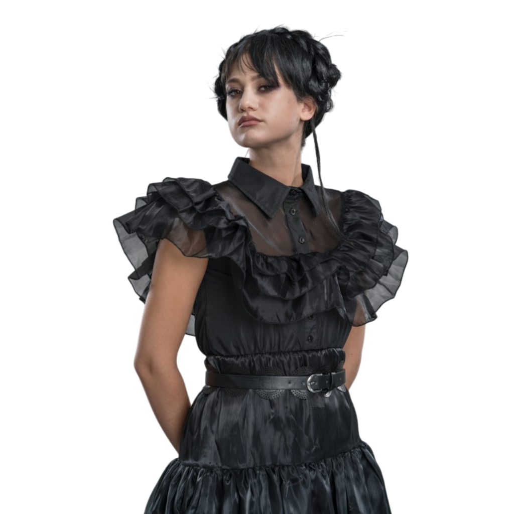 Schwarzes Addams-Mittwoch-Ballkleid, 2-teilig, Größe M – Kostüm für Damen
