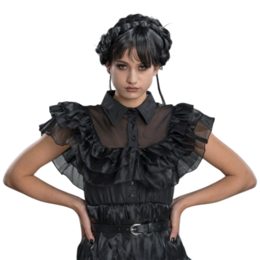 Schwarzes Addams-Mittwoch-Ballkleid, 2-teilig, Größe M – Kostüm für Damen