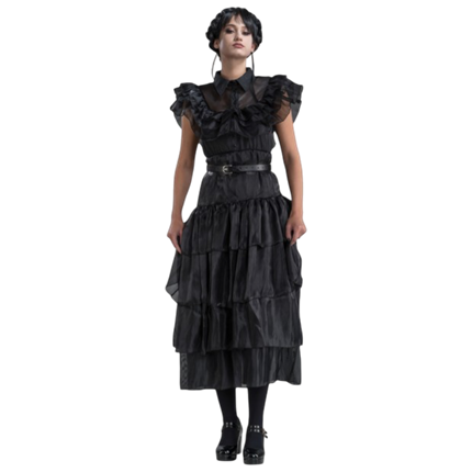 Schwarzes Addams-Mittwoch-Ballkleid, 2-teilig, Größe M – Kostüm für Damen