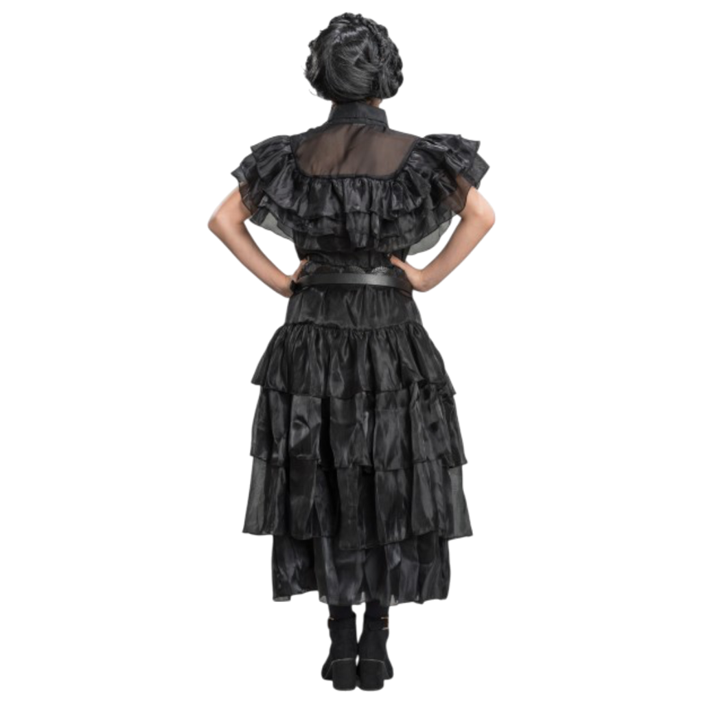 Schwarzes Addams-Mittwoch-Ballkleid, 140 cm – Kinderkostüm