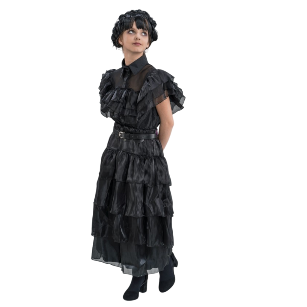 Schwarzes Addams-Mittwoch-Ballkleid, 152 cm – Kinderkostüm