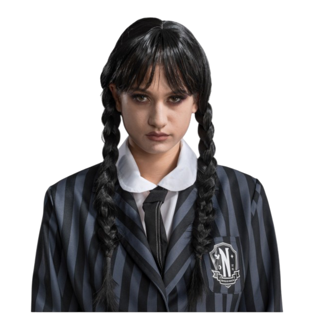 Mercredi Addams-Perücke für Erwachsene – Halloween-Kostüm
