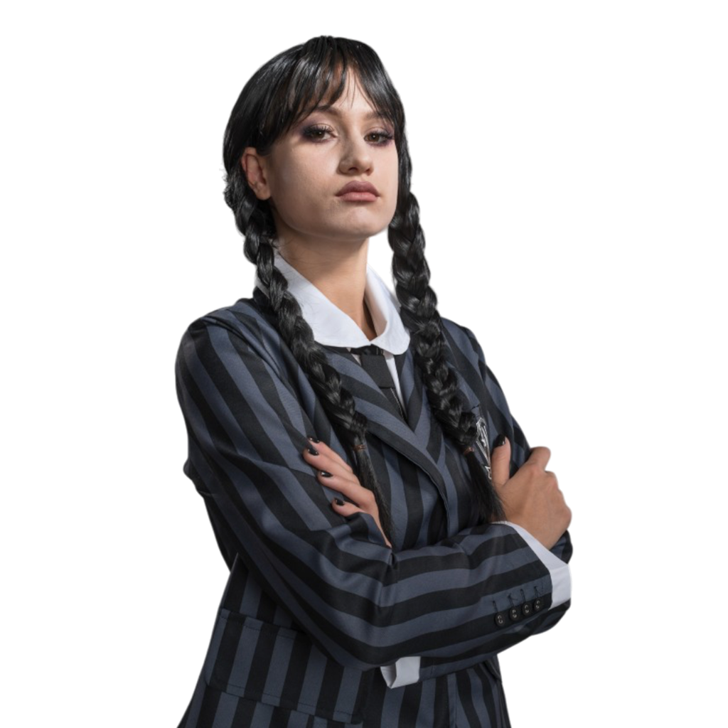 Mercredi Addams-Perücke für Erwachsene – Halloween-Kostüm