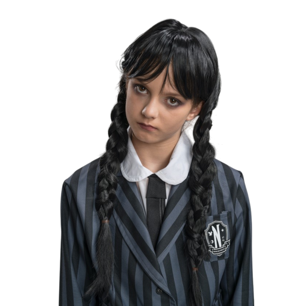 Mercredi Addams-Perücke für Kinder – Halloween-Kostüm