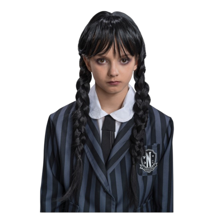 Mercredi Addams-Perücke für Kinder – Halloween-Kostüm