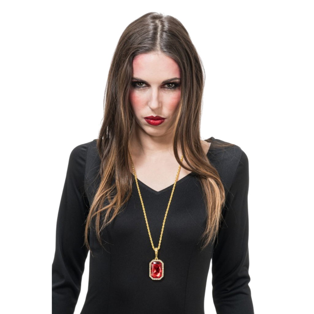 Vampir-Halskette mit Rubin-Anhänger – Kette 72 cm