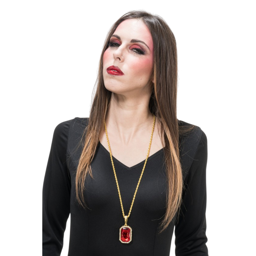 Vampir-Halskette mit Rubin-Anhänger – Kette 72 cm
