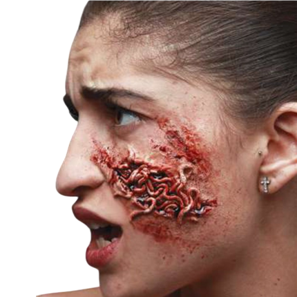 Eitrige Wunde mit Latexwürmern – Halloween-Spezialeffekt-Make-up