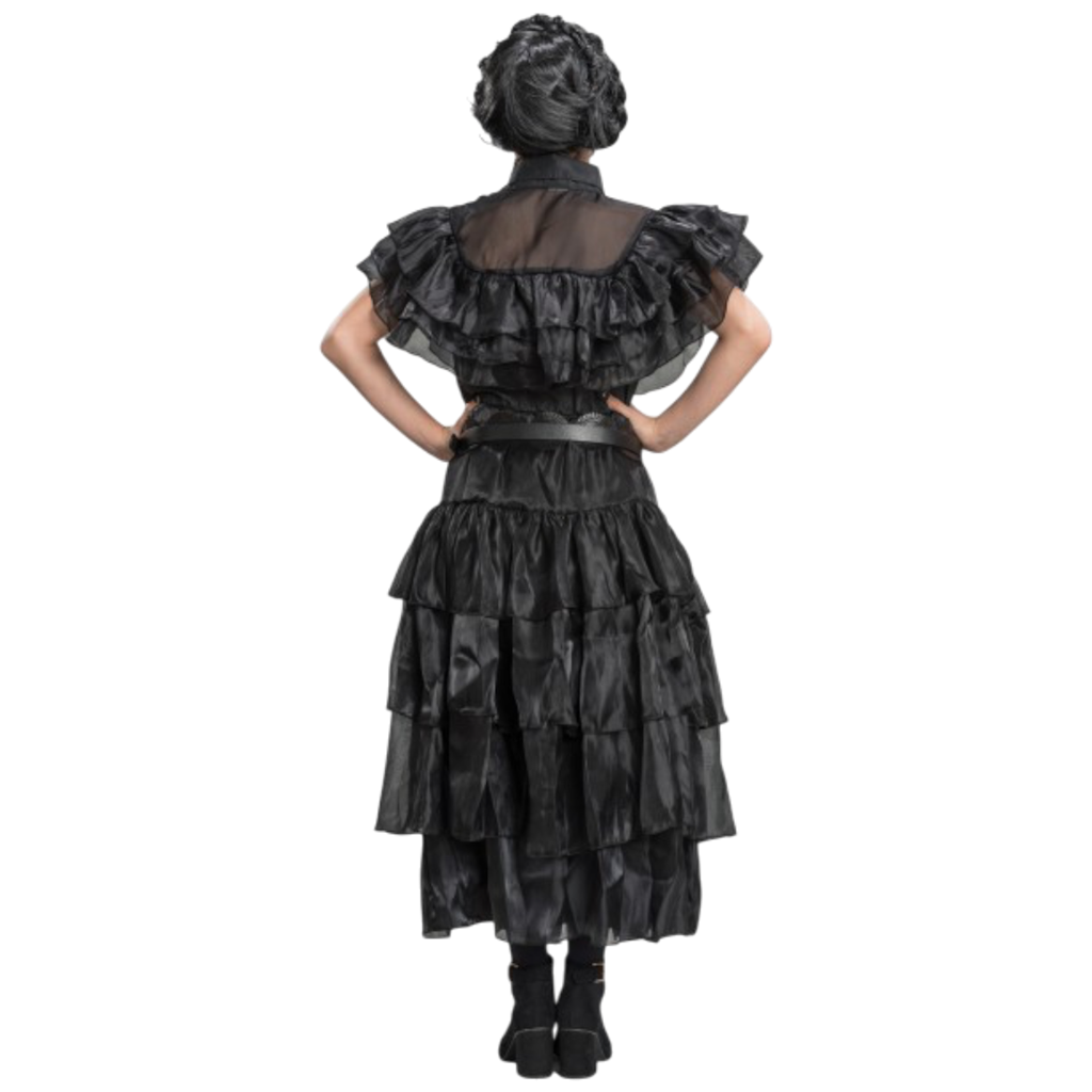 Schwarzes Addams-Mittwoch-Ballkleid, 128 cm – Kinderkostüm