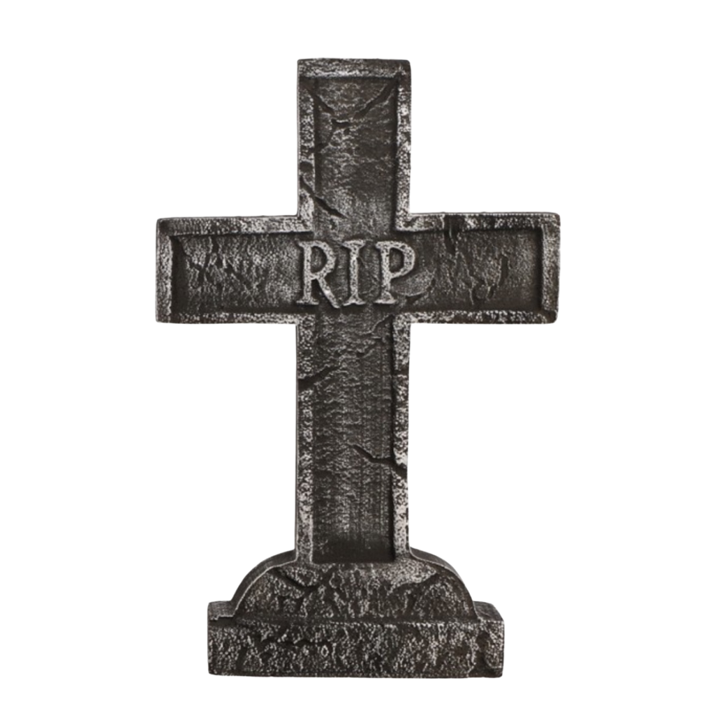 Grabstein mit Kreuz, „RIP“, 58 cm – Halloween-Dekoration