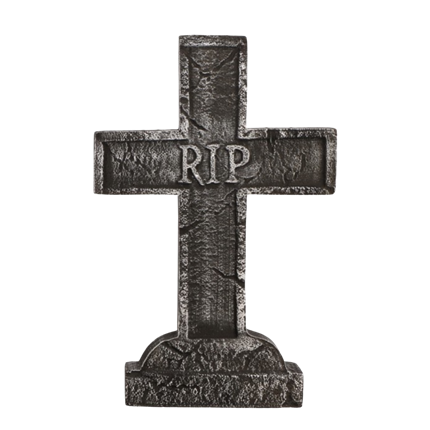 Grabstein mit Kreuz, „RIP“, 58 cm – Halloween-Dekoration