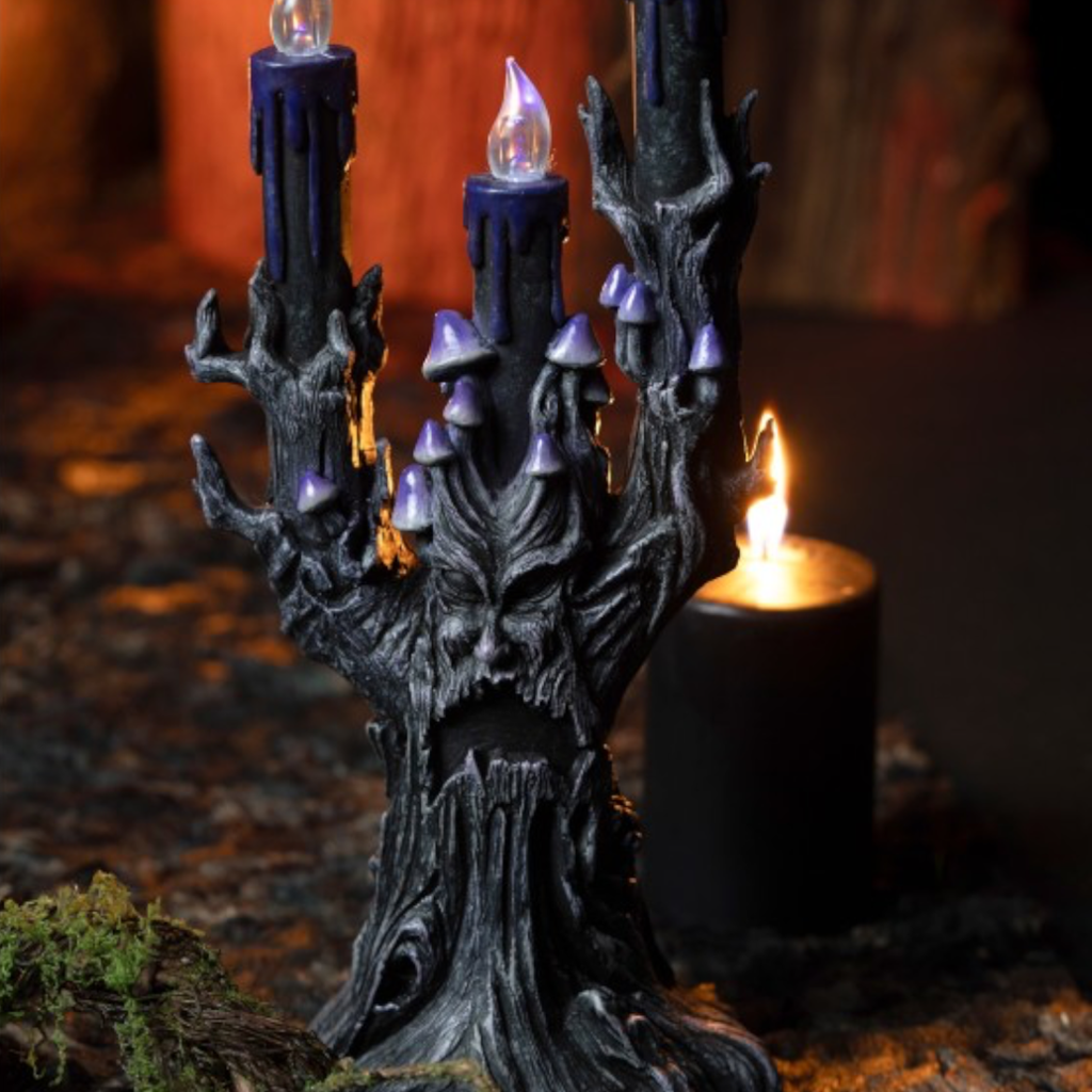 LED-Kerzenständer „Böser Baum“, violett, 30,5 cm – Halloween-Dekoration