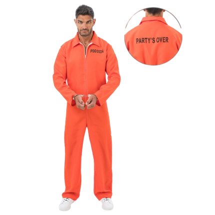 Kostüm „Orangefarbener Häftling“ 180 cm – Halloween-Overall