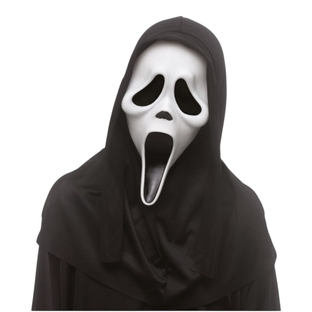Ghost-Face-Maske für Kinder mit Kapuze – Halloween-Kostüm