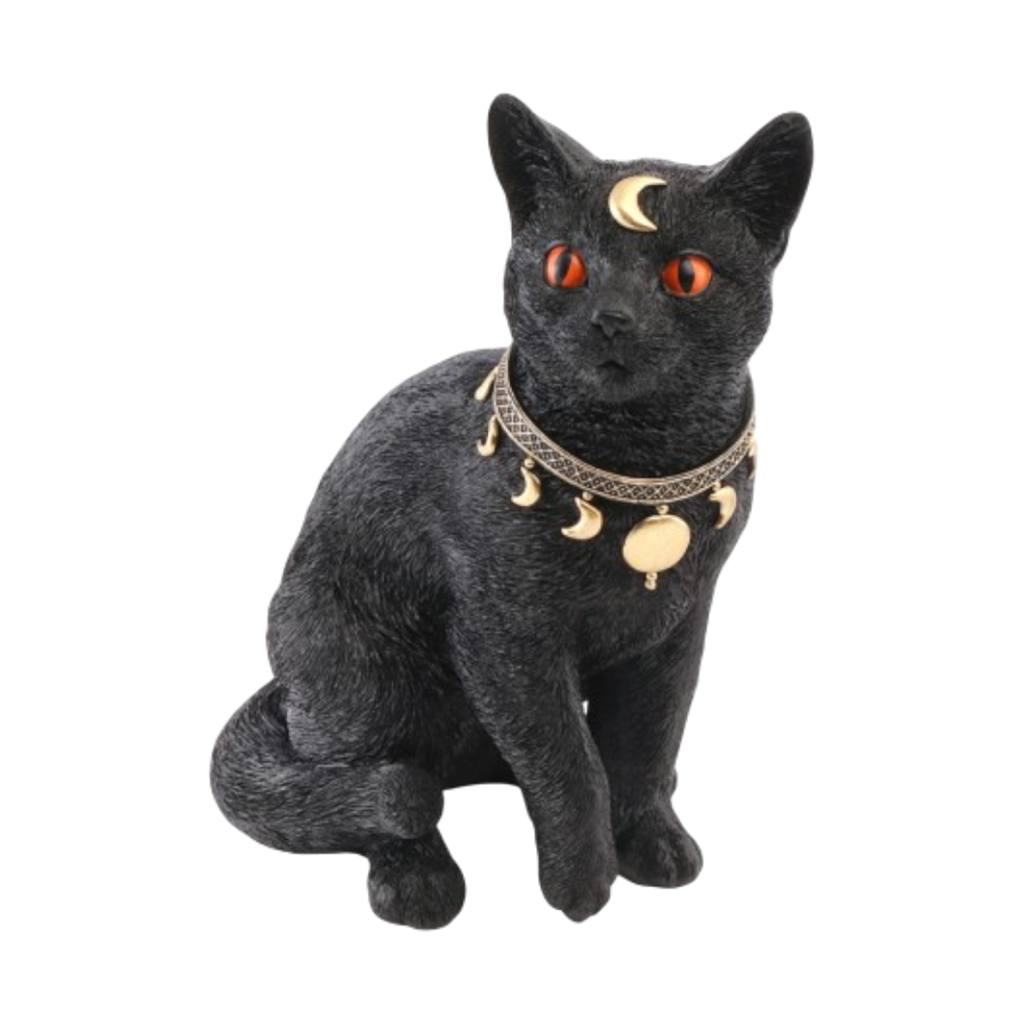 Mystische schwarze Katze, 28 cm – Halloween-Dekoration
