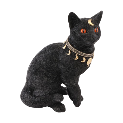 Mystische schwarze Katze, 28 cm – Halloween-Dekoration