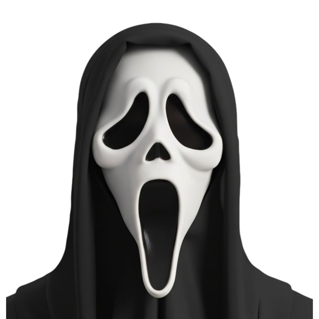 Ghost-Face-Maske mit Kapuze – Halloween-Kostüm