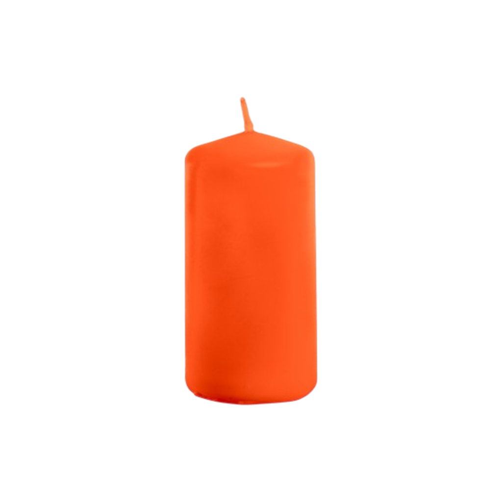 Orangefarbene zylindrische Kerze, 4 x 6 cm – Halloween-Dekoration