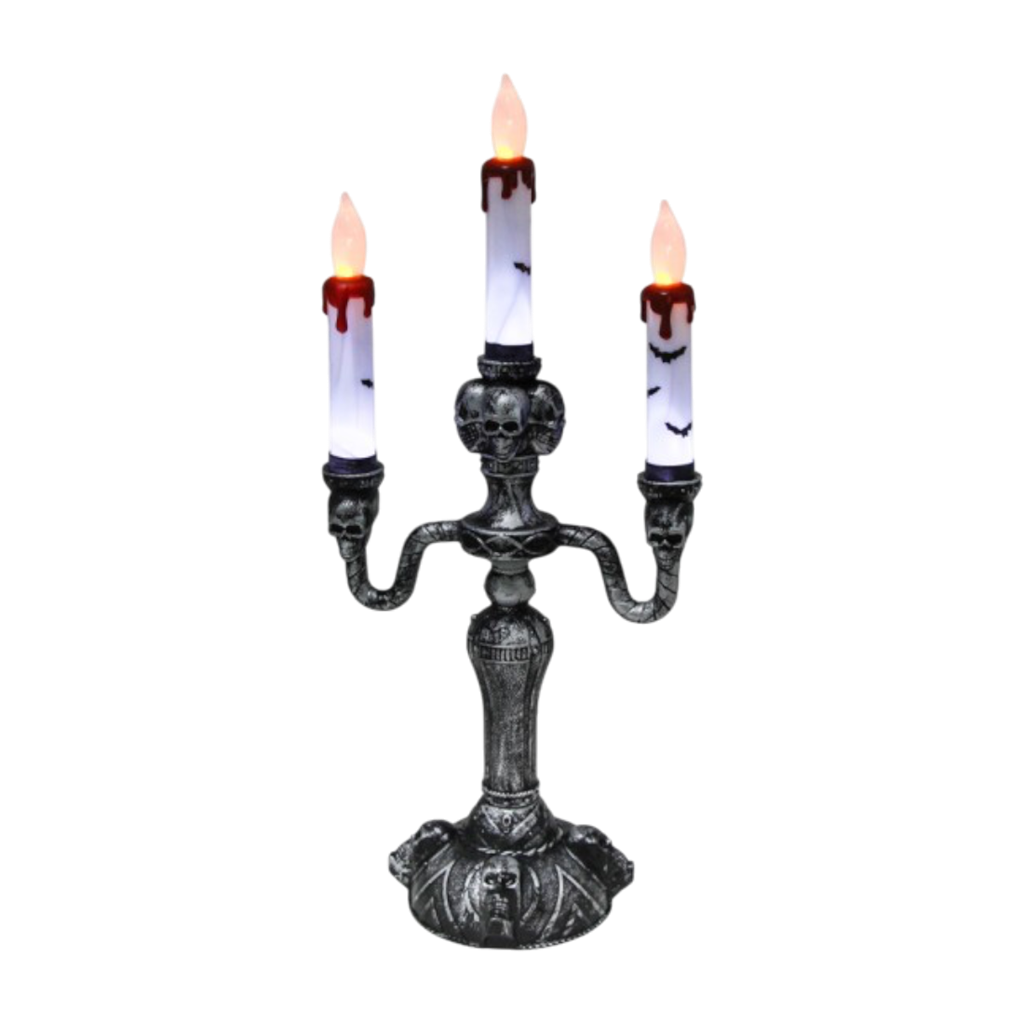 Leuchtender 3-armiger Kerzenleuchter, 40 cm – Halloween-Dekoration