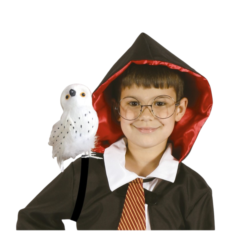 Weiße Eule 22 cm – Halloween-Dekoration