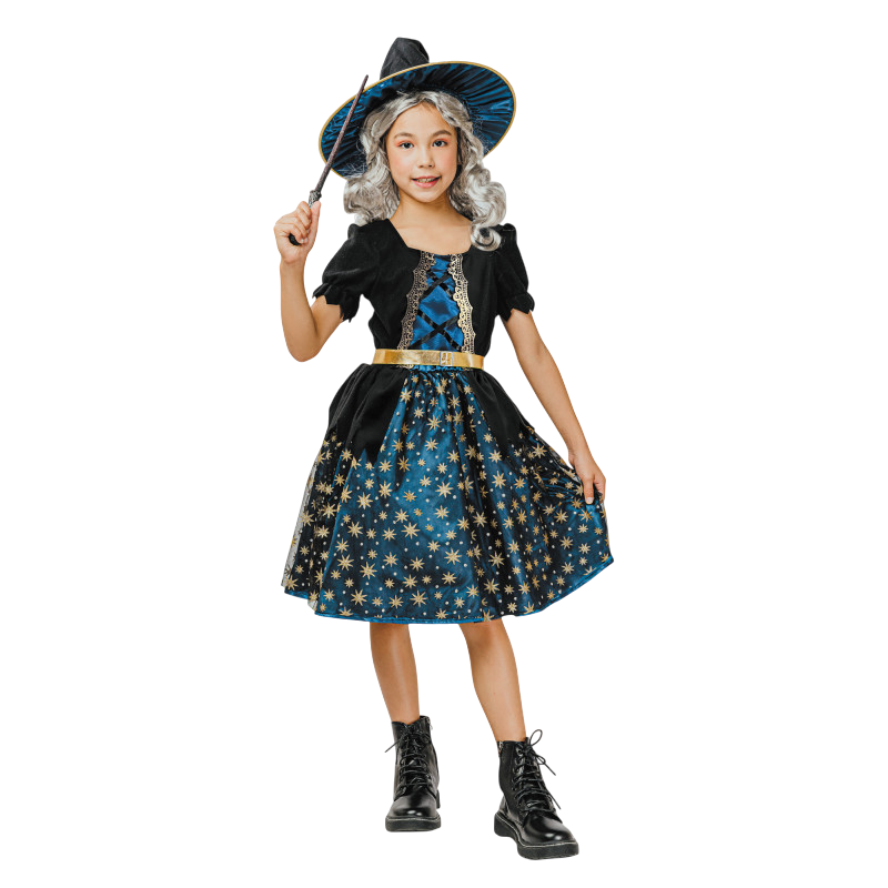 Kostüm „Blaue Sternenhexe“ für Kinder von 4 bis 6 Jahren – Halloween