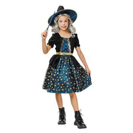 Kostüm „Blaue Sternenhexe“ für Kinder von 7 bis 9 Jahren – Halloween
