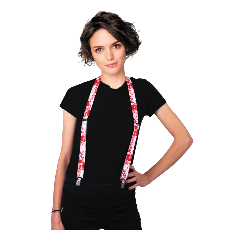 Weiße, blutbefleckte Hosenträger – Halloween-Accessoire