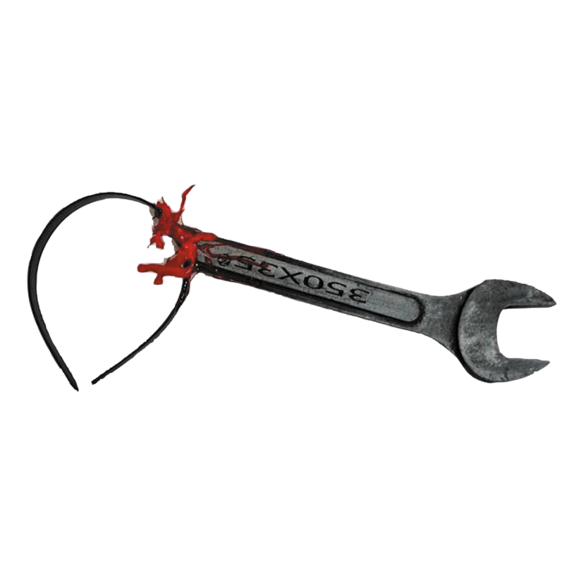 Stirnband mit blutbeflecktem Flachschlüssel – Halloween-Accessoire