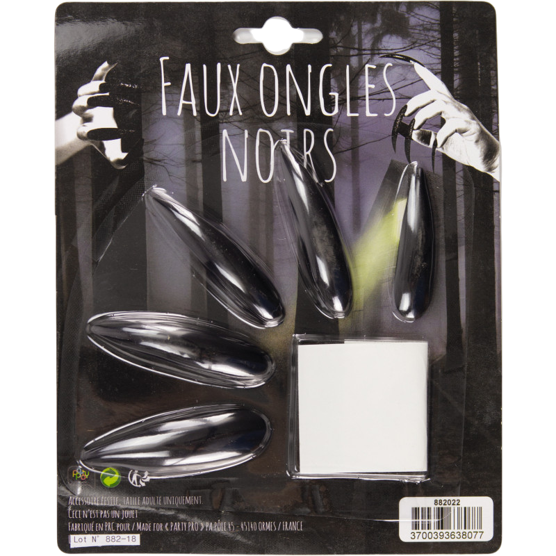 10er-Pack schwarze Kunstnägel – Halloween-Accessoire