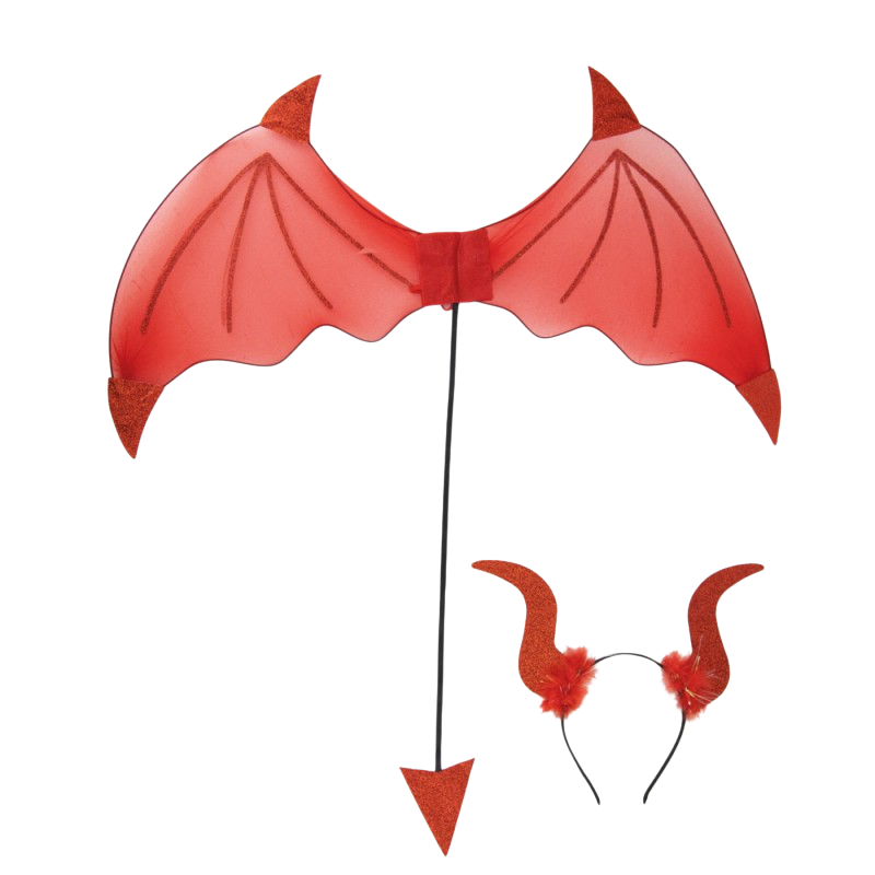2-teiliges „Roter Teufel“-Set – Halloween-Kostümzubehör