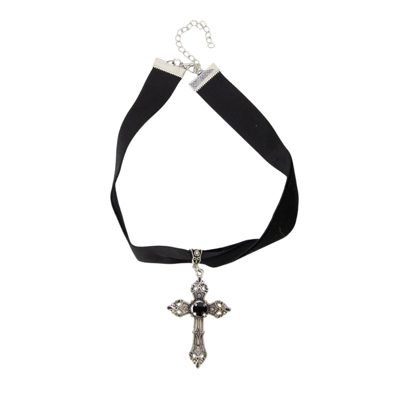 Halskette mit gotischem Kreuz – Halloween-Schmuck