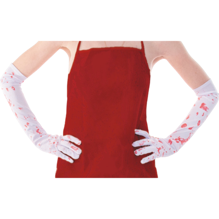 Blutbefleckte weiße Handschuhe – Halloween-Accessoire
