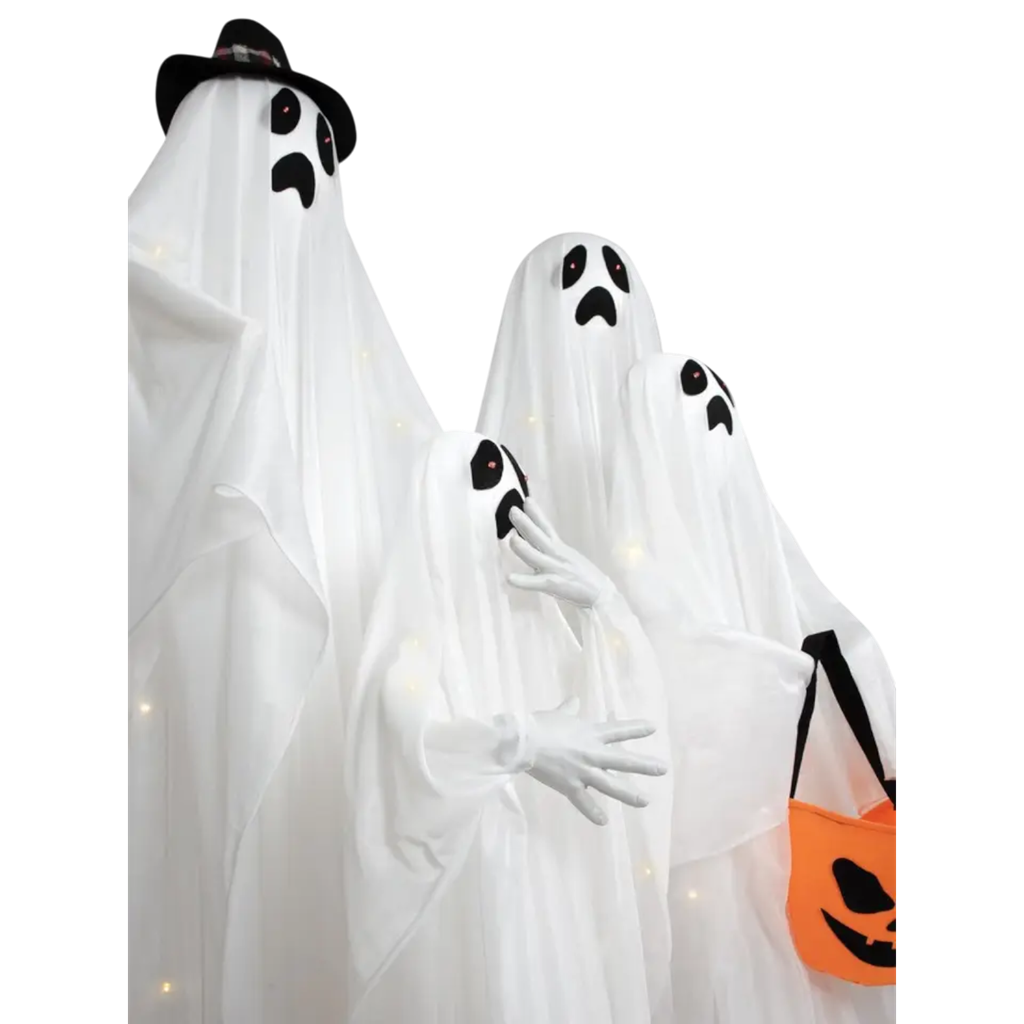 4er-Set leuchtende und tönende Geister, 160 cm – Halloween-Dekoration